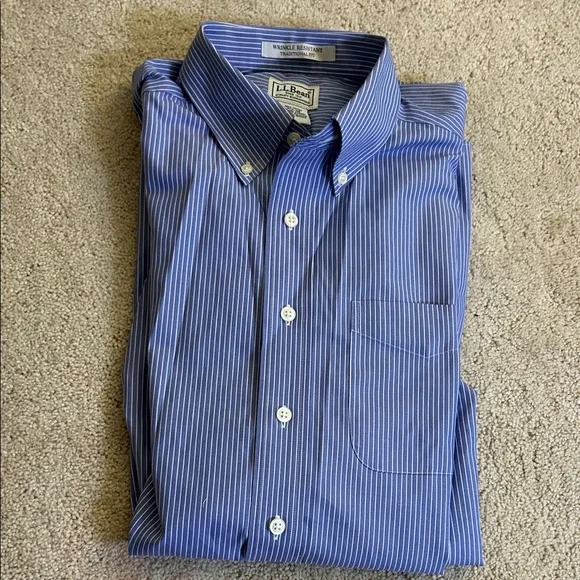 L.L. Bean Blue Striped Dress Shirt - Picture 5 of 5